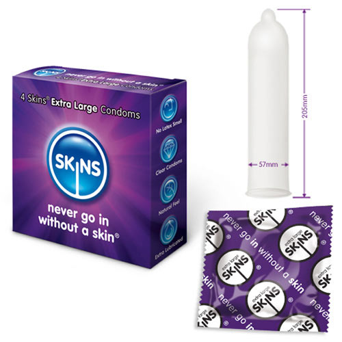 Skins Condoms Extra Large 4 Pack | Extra Large Condom | Skins | Bodyjoys