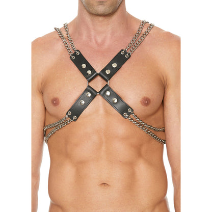 Heavy Duty Leather And Chain Body Harness | Male Fetish Wear | Shots Toys | Bodyjoys