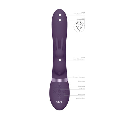 Vive Taka Triple Action Automatic Inflatable Vibrator Purple | Rabbit Vibrator | Shots Toys | Bodyjoys