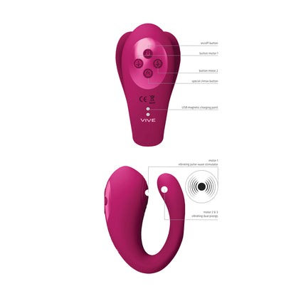 Vive Yoko Triple Action Vibe Dual Prongs With Clitoral Pulse Wave | Clitoral Vibrator | Shots Toys | Bodyjoys