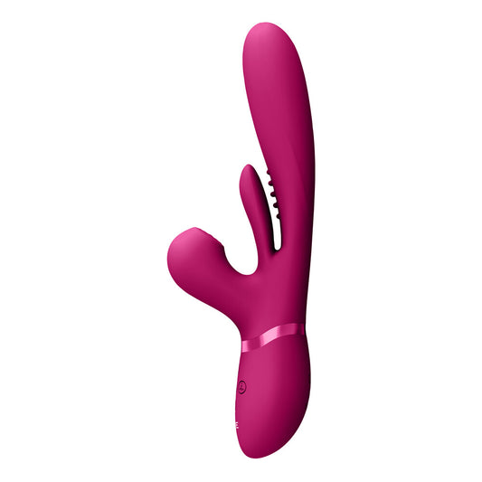Vive Kura Thrusting Triple-Action G-Spot And Clit Stimulator Pink | Thrusting Vibrator | Shots Toys | Bodyjoys