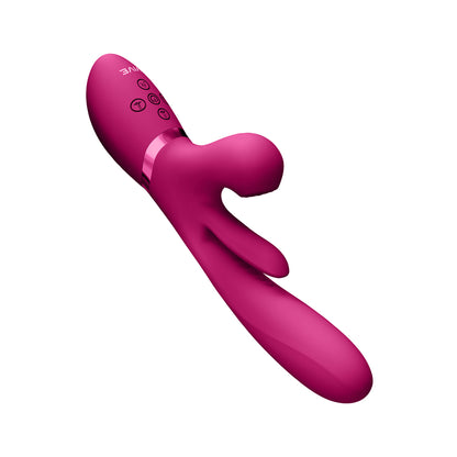 Vive Kura Thrusting Triple-Action G-Spot And Clit Stimulator Pink | Thrusting Vibrator | Shots Toys | Bodyjoys