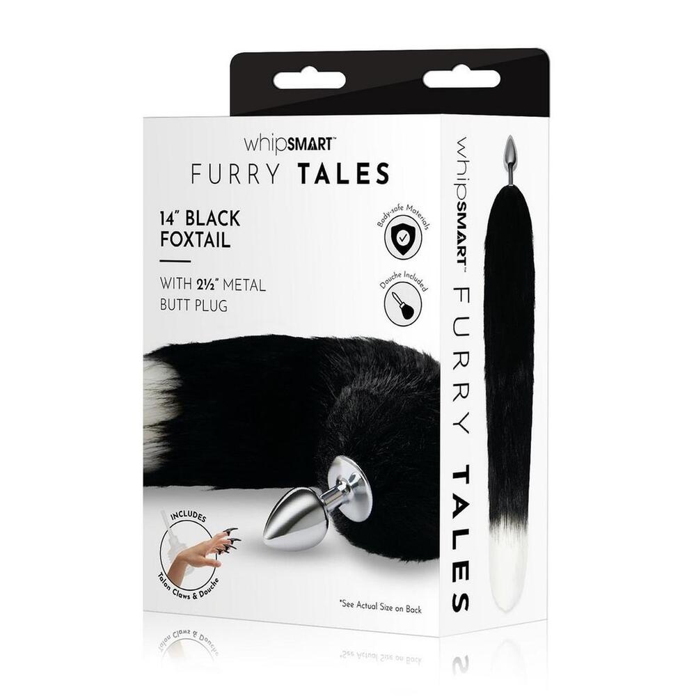 Furry Tales 14 Inch Black Foxtail Metal Butt Plug | Tail Butt Plug | Whipsmart | Bodyjoys