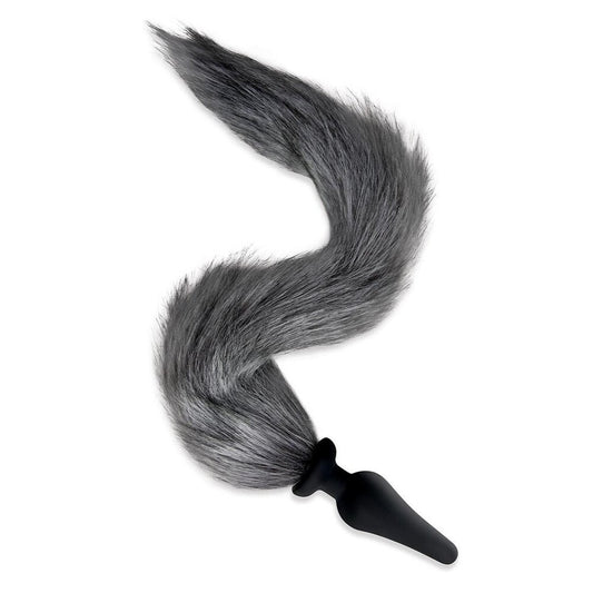 Furry Tales 16 Inch Grey Foxtail Butt Plug Furry Play Set | Tail Butt Plug | Whipsmart | Bodyjoys