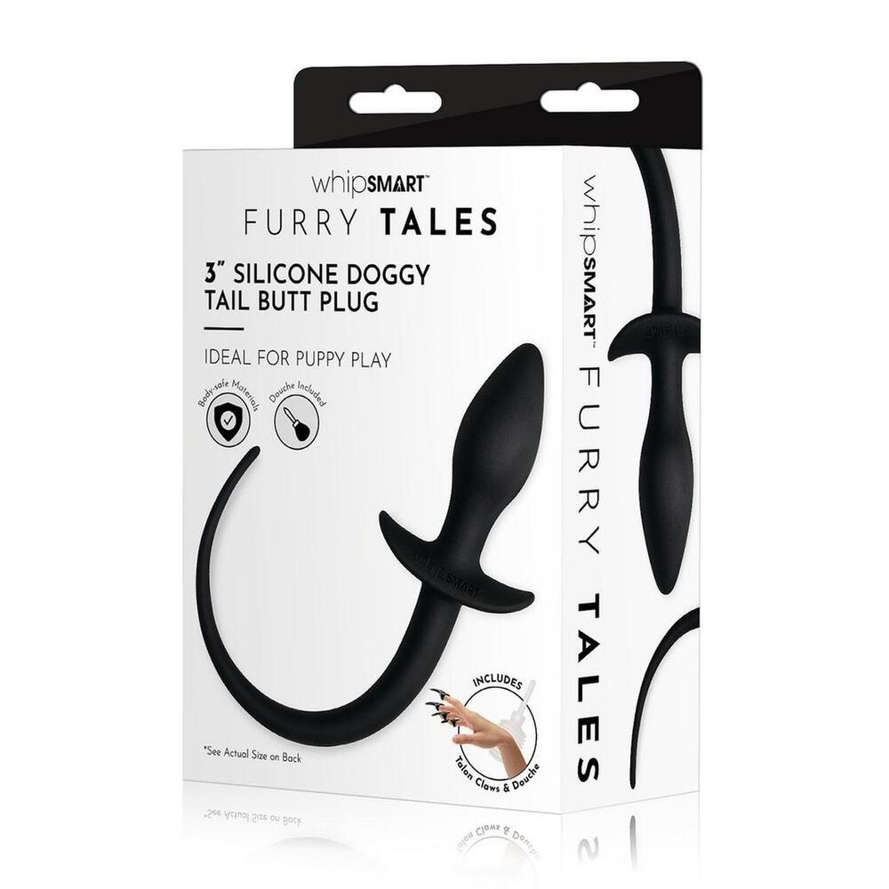 Furry Tales 11.5 Inch Silicone Doggy Tail Butt Plug Black | Tail Butt Plug | Whipsmart | Bodyjoys