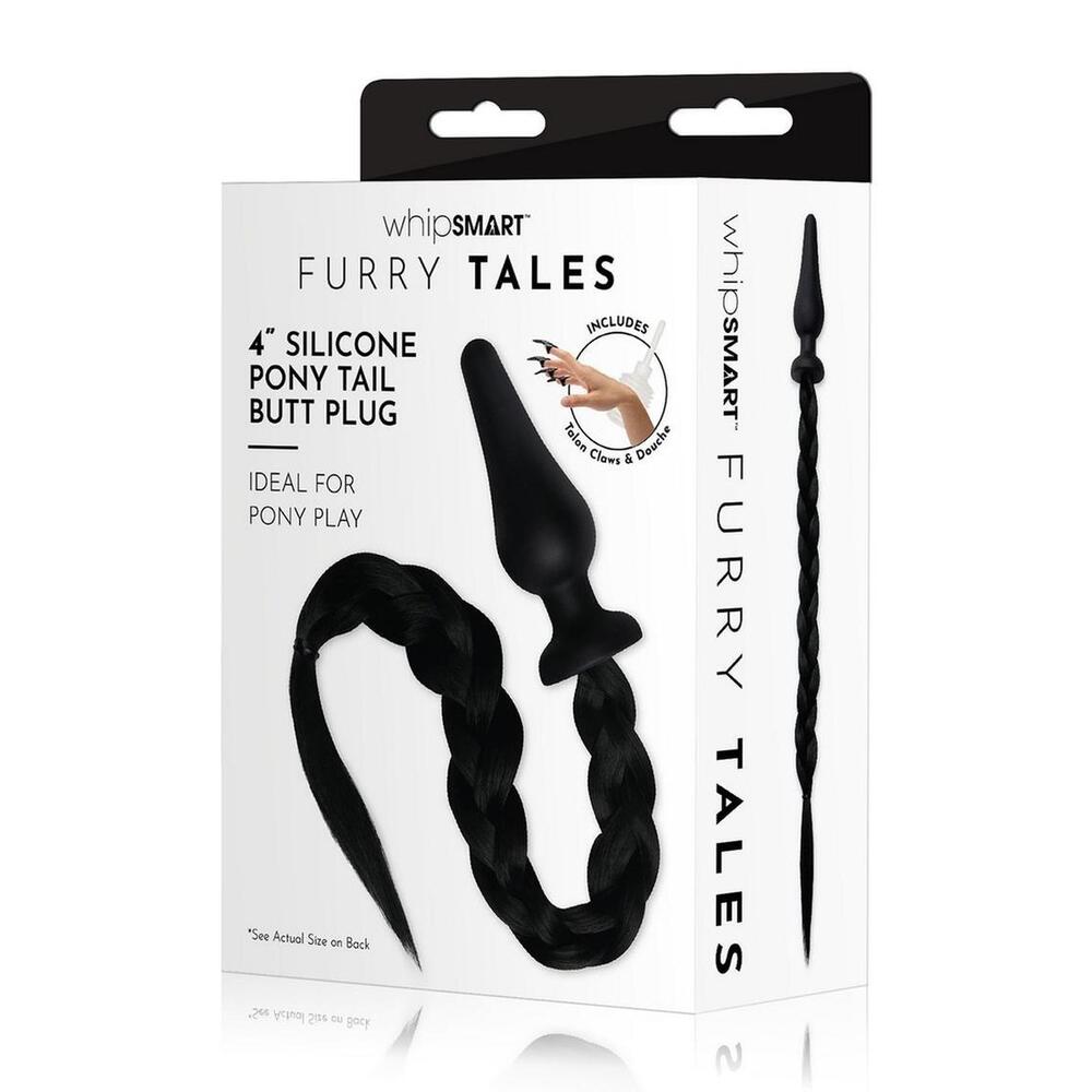 Furry Tales Silicone Pony Tail Butt Plug Black | Tail Butt Plug | Whipsmart | Bodyjoys