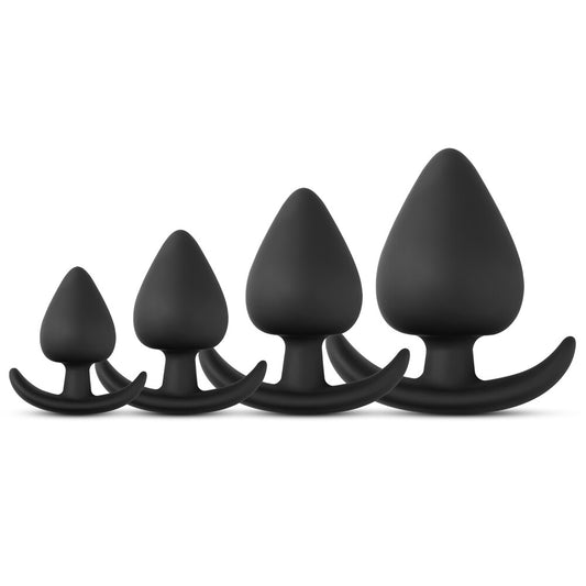 Fat Silicone Butt Plug Set 4 Pieces Black | Butt Plug Set | Various brands | Bodyjoys