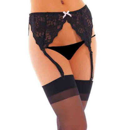 Black Suspender Belt With Stockings And Bow | Sexy Stockings | Rimba | Bodyjoys