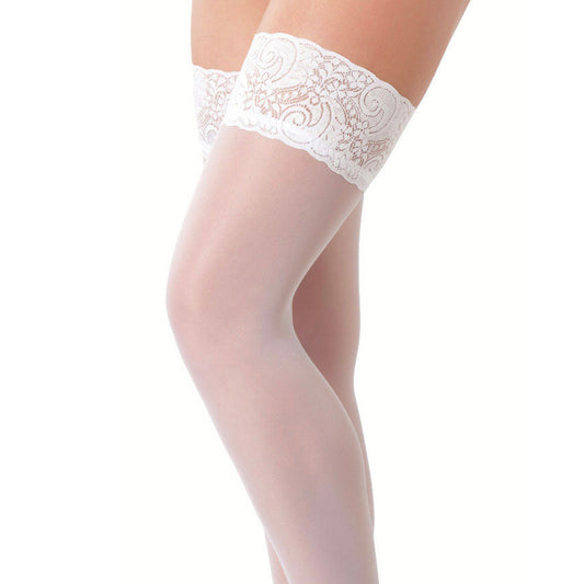 White Hold-Up Stockings With Floral Lace Top | Sexy Stockings | Rimba | Bodyjoys