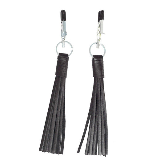 Nipple Clamps With Black Leather Tassels | Nipple Clamps | Rimba | Bodyjoys