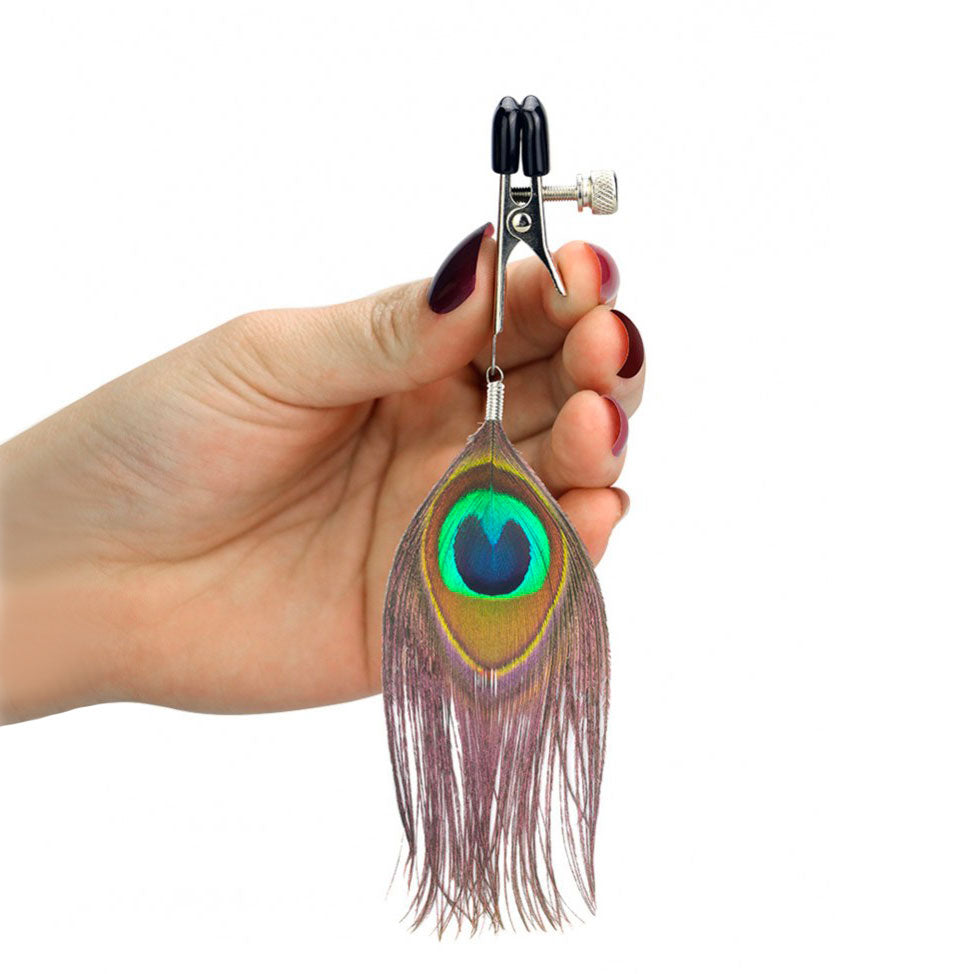 Nipple Clamps With Peacock Feather Trim | Nipple Clamps | Rimba | Bodyjoys